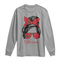 Morocco Girl Long Sleeve Shirt Moroccan Princess Morocco Flag Messy Bun