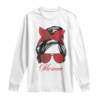 Morocco Girl Long Sleeve Shirt Moroccan Princess Morocco Flag Messy Bun