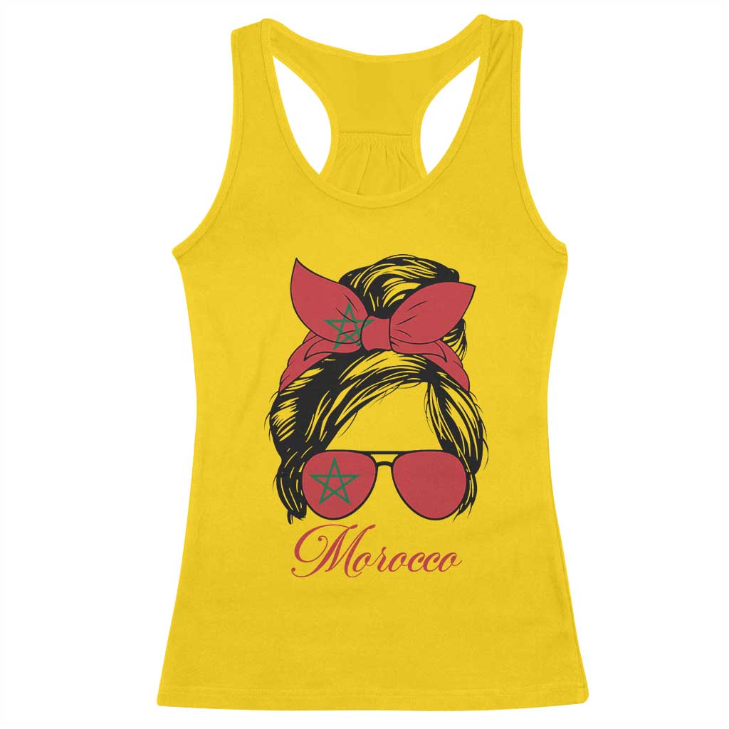 Morocco Girl Racerback Tank Top Moroccan Princess Morocco Flag Messy Bun