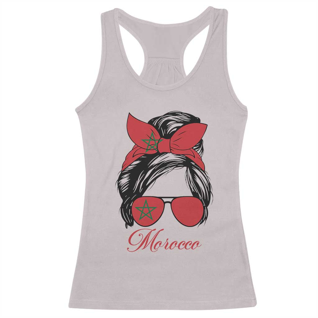 Morocco Girl Racerback Tank Top Moroccan Princess Morocco Flag Messy Bun