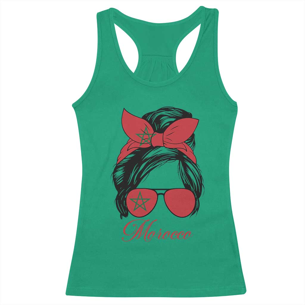 Morocco Girl Racerback Tank Top Moroccan Princess Morocco Flag Messy Bun