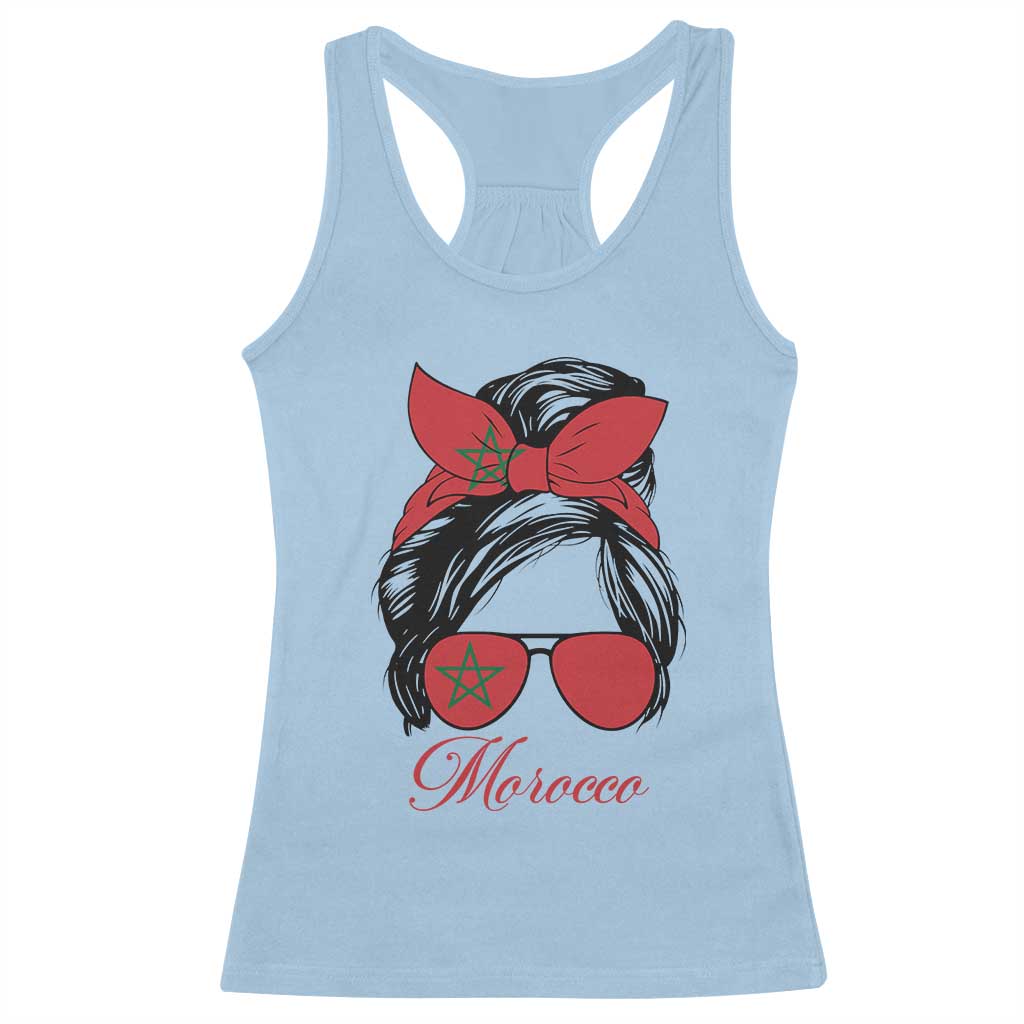 Morocco Girl Racerback Tank Top Moroccan Princess Morocco Flag Messy Bun