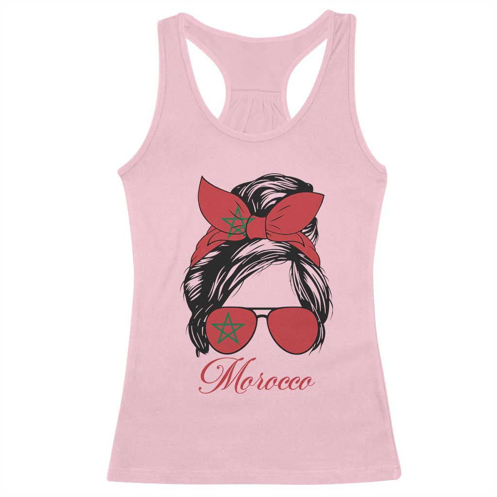 Morocco Girl Racerback Tank Top Moroccan Princess Morocco Flag Messy Bun