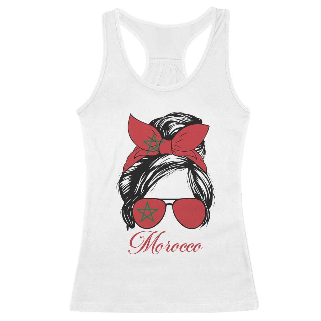 Morocco Girl Racerback Tank Top Moroccan Princess Morocco Flag Messy Bun