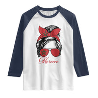 Morocco Girl Raglan Shirt Moroccan Princess Morocco Flag Messy Bun