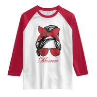 Morocco Girl Raglan Shirt Moroccan Princess Morocco Flag Messy Bun