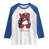 Morocco Girl Raglan Shirt Moroccan Princess Morocco Flag Messy Bun