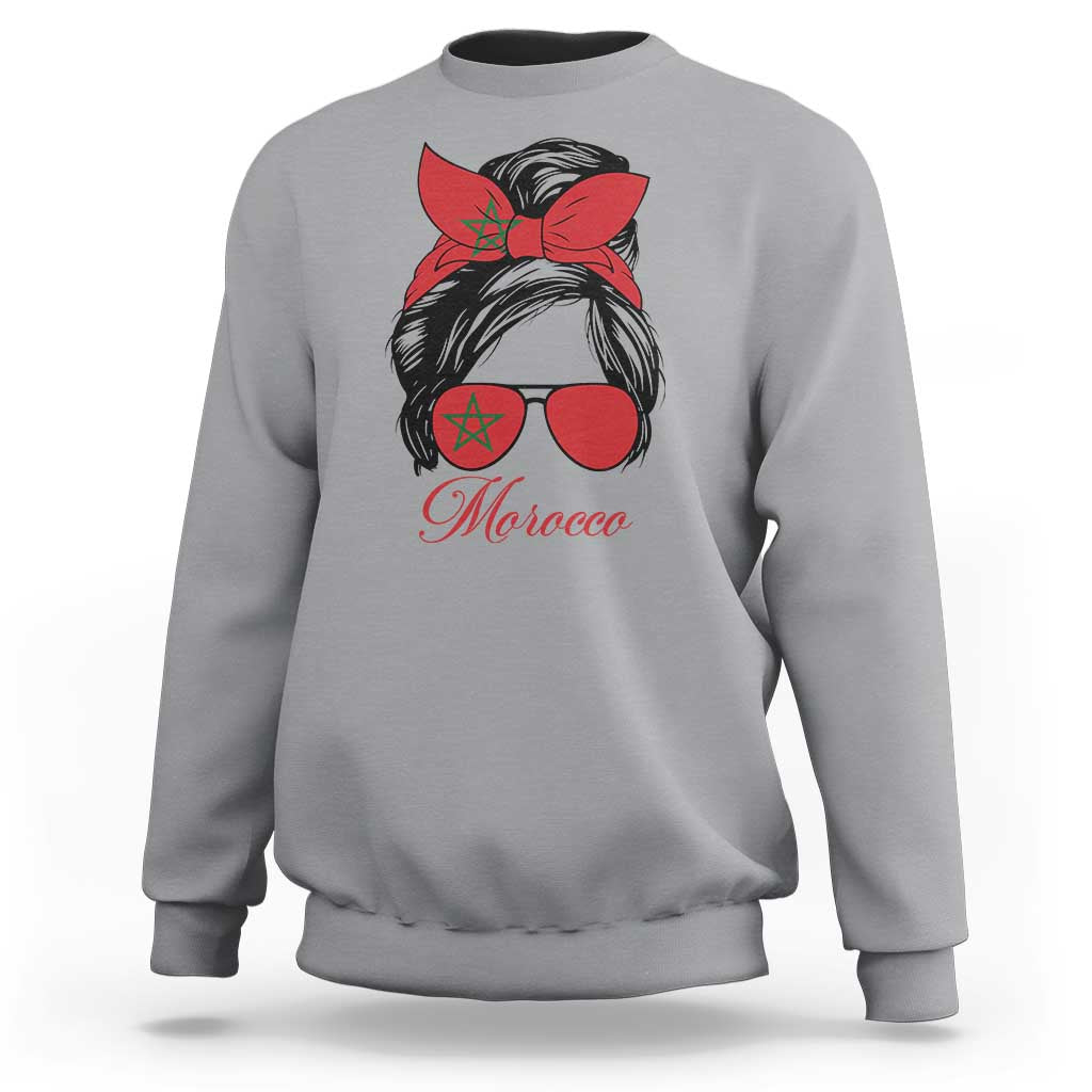 Morocco Girl Sweatshirt Moroccan Princess Morocco Flag Messy Bun