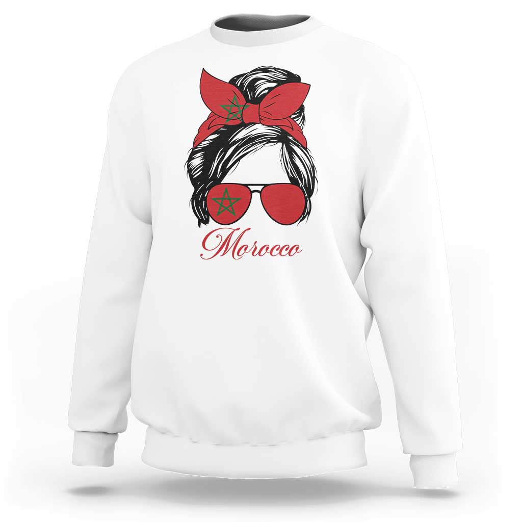 Morocco Girl Sweatshirt Moroccan Princess Morocco Flag Messy Bun
