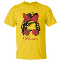 Morocco Girl T Shirt Moroccan Princess Morocco Flag Messy Bun