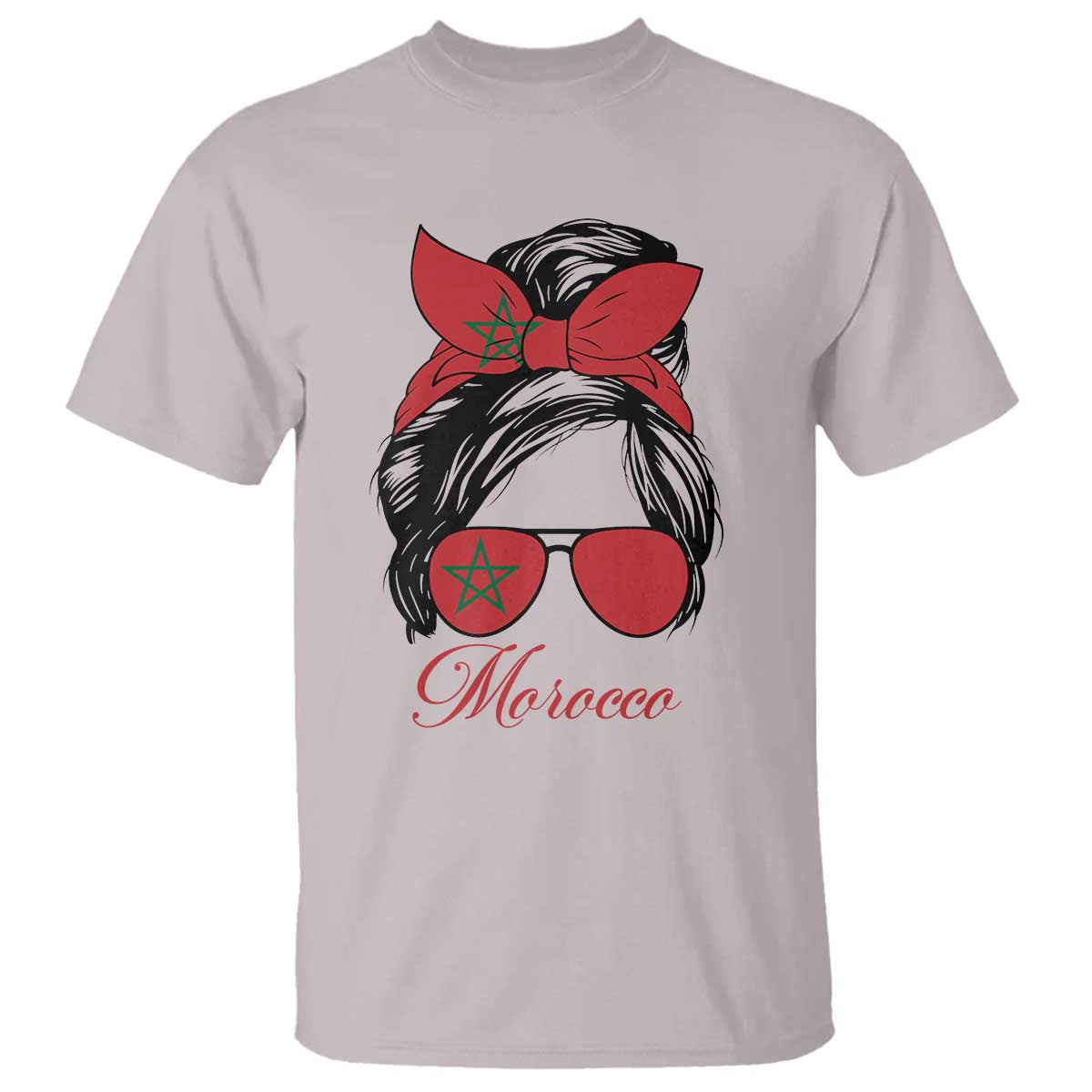 Morocco Girl T Shirt Moroccan Princess Morocco Flag Messy Bun