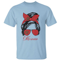 Morocco Girl T Shirt Moroccan Princess Morocco Flag Messy Bun