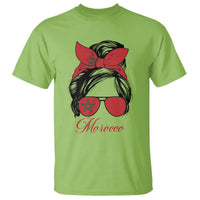 Morocco Girl T Shirt Moroccan Princess Morocco Flag Messy Bun