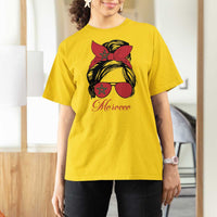Morocco Girl T Shirt For Women Moroccan Princess Morocco Flag Messy Bun