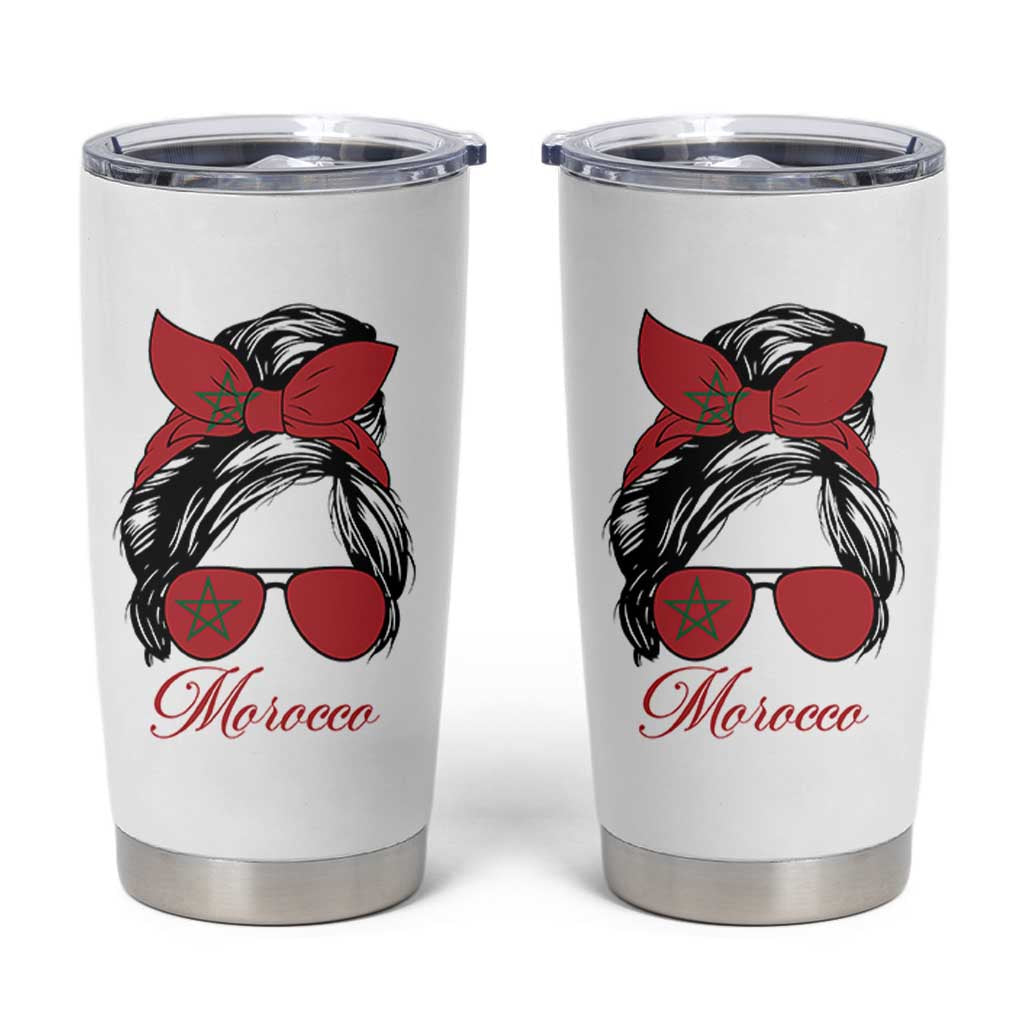 Morocco Girl Tumbler Cup Moroccan Princess Morocco Flag Messy Bun