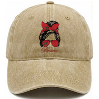 Morocco Girl Washed Cotton Baseball Cap Moroccan Princess Morocco Flag Messy Bun