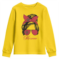 Morocco Girl Youth Sweatshirt Moroccan Princess Morocco Flag Messy Bun