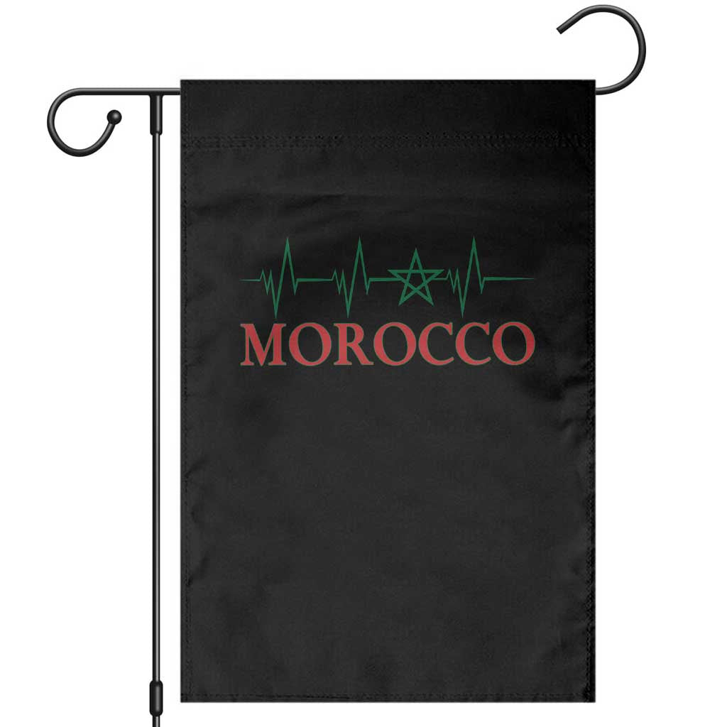 Morocco Garden Flag Heartbeat Green Star Patriotic Pride Gift for Proud Moroccan