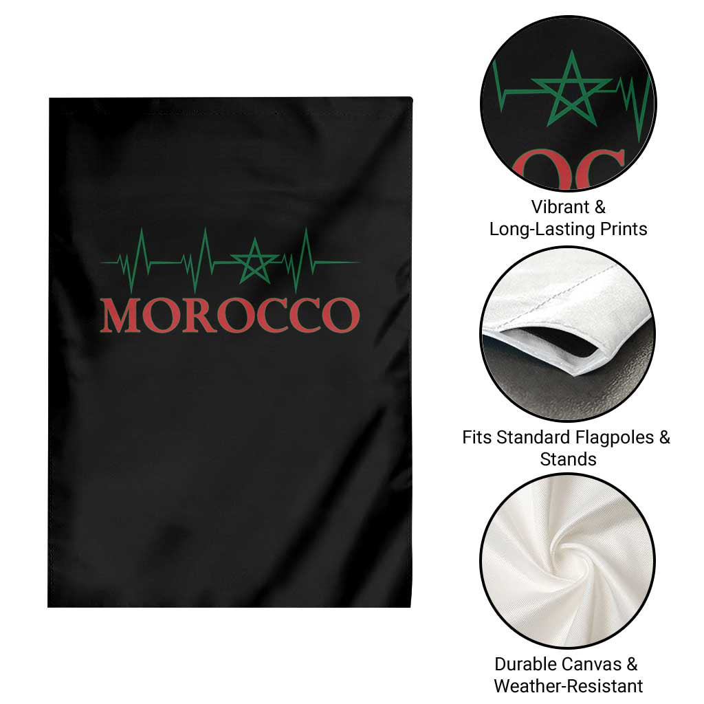 Morocco Garden Flag Heartbeat Green Star Patriotic Pride Gift for Proud Moroccan