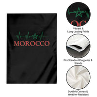 Morocco Garden Flag Heartbeat Green Star Patriotic Pride Gift for Proud Moroccan