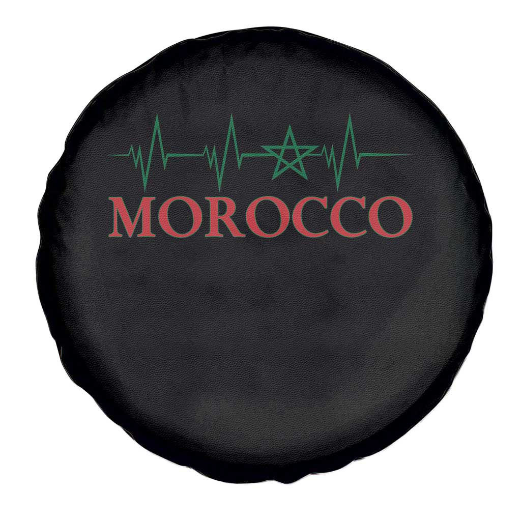 Morocco Spare Tire Cover Heartbeat Green Star Patriotic Pride Gift for Proud Moroccan