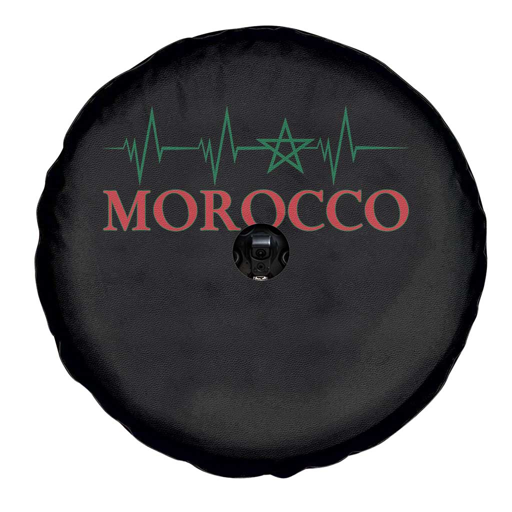 Morocco Spare Tire Cover Heartbeat Green Star Patriotic Pride Gift for Proud Moroccan