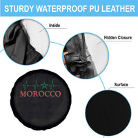 Morocco Spare Tire Cover Heartbeat Green Star Patriotic Pride Gift for Proud Moroccan