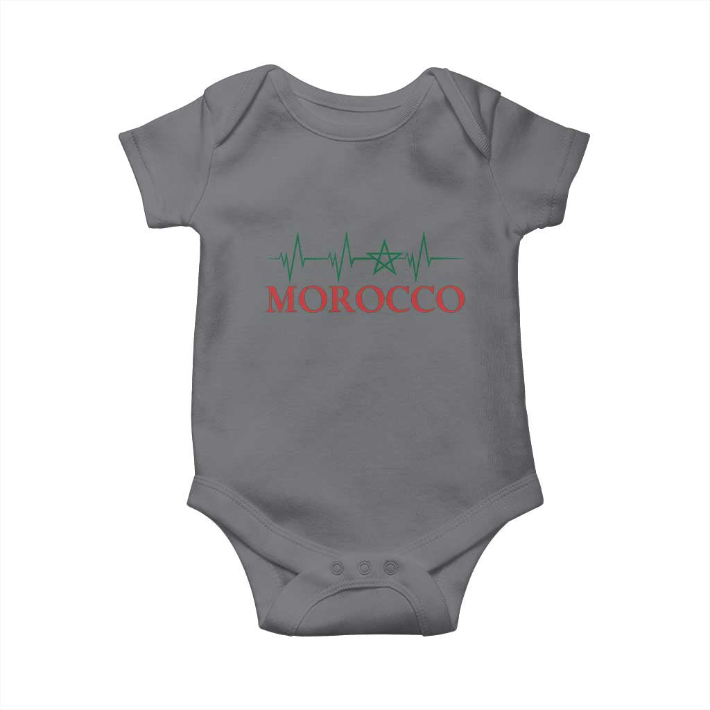 Morocco Baby Onesie Heartbeat Green Star Patriotic Pride Gift for Proud Moroccan