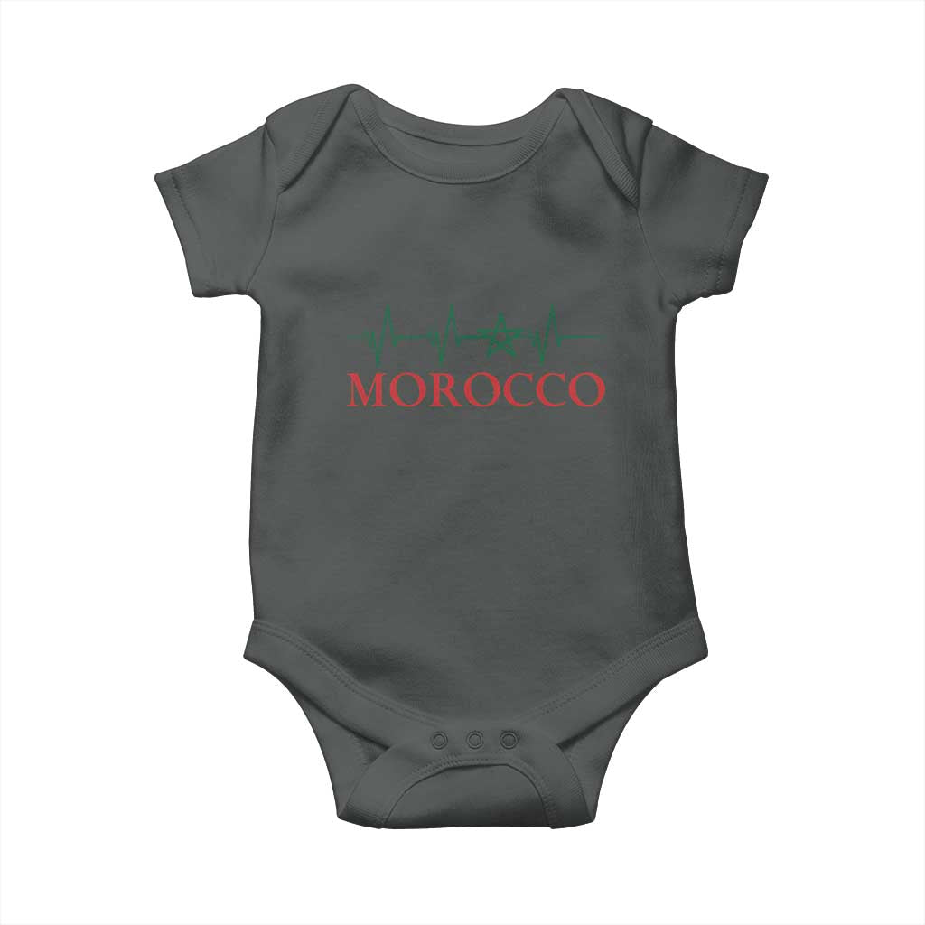Morocco Baby Onesie Heartbeat Green Star Patriotic Pride Gift for Proud Moroccan
