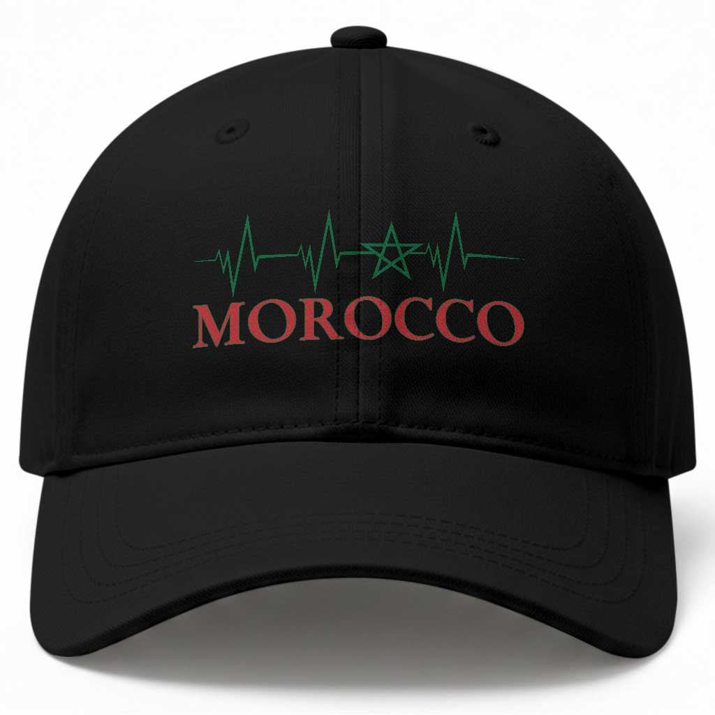 Morocco Baseball Cap Heartbeat Green Star Patriotic Pride Gift for Proud Moroccan