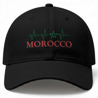 Morocco Baseball Cap Heartbeat Green Star Patriotic Pride Gift for Proud Moroccan