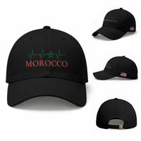 Morocco Baseball Cap Heartbeat Green Star Patriotic Pride Gift for Proud Moroccan