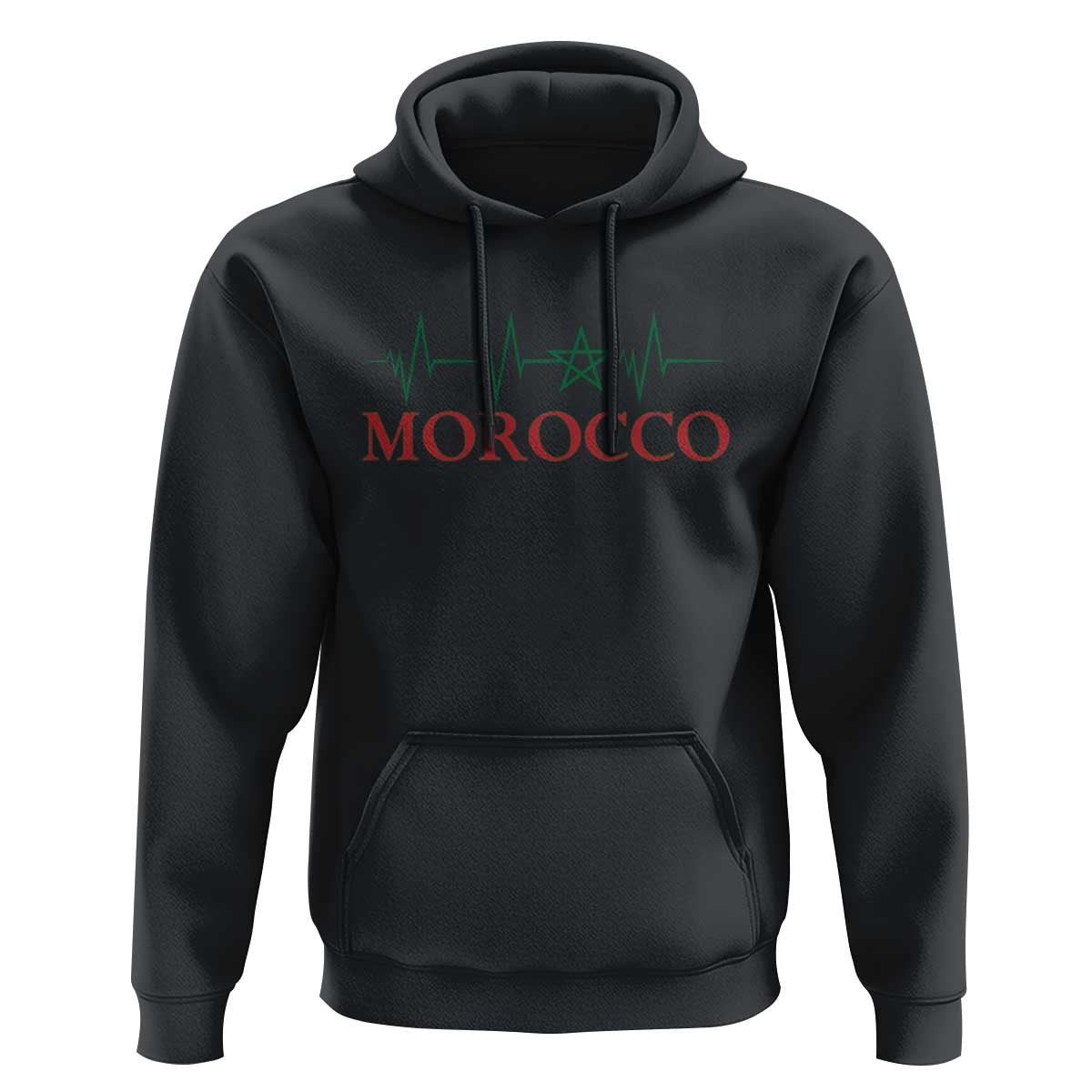 Morocco Hoodie Heartbeat Green Star Patriotic Pride Gift for Proud Moroccan