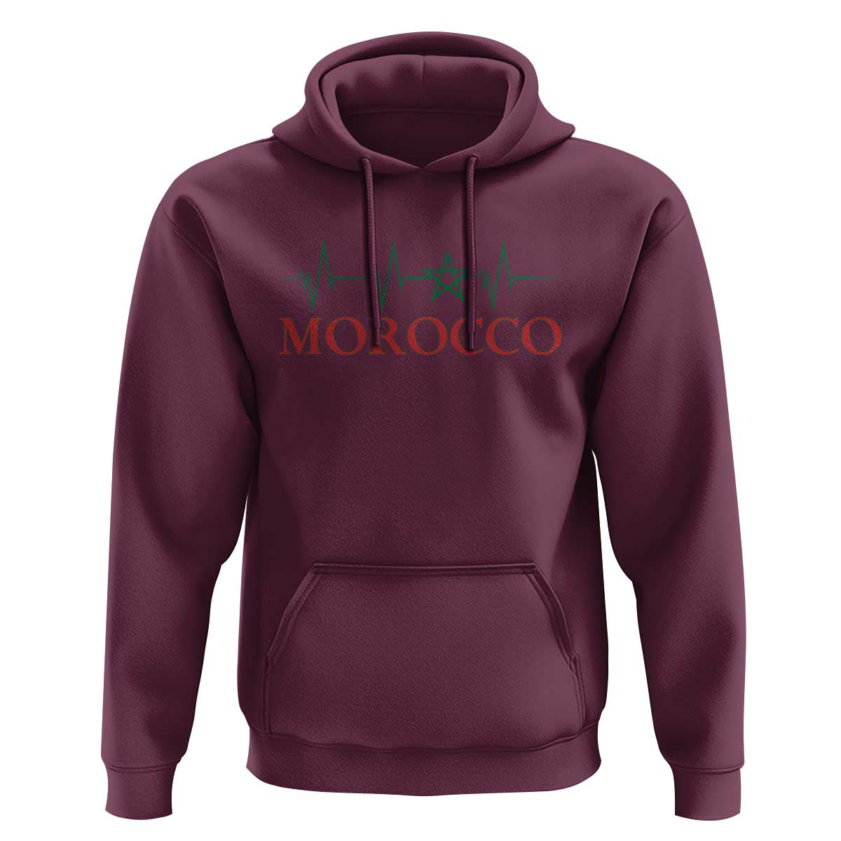 Morocco Hoodie Heartbeat Green Star Patriotic Pride Gift for Proud Moroccan
