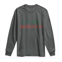 Morocco Long Sleeve Shirt Heartbeat Green Star Patriotic Pride Gift for Proud Moroccan