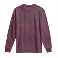 Morocco Long Sleeve Shirt Heartbeat Green Star Patriotic Pride Gift for Proud Moroccan