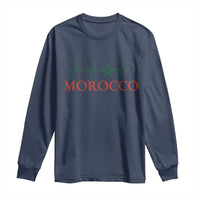 Morocco Long Sleeve Shirt Heartbeat Green Star Patriotic Pride Gift for Proud Moroccan