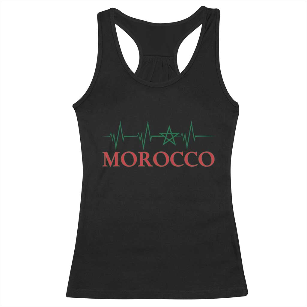 Morocco Racerback Tank Top Heartbeat Green Star Patriotic Pride Gift for Proud Moroccan