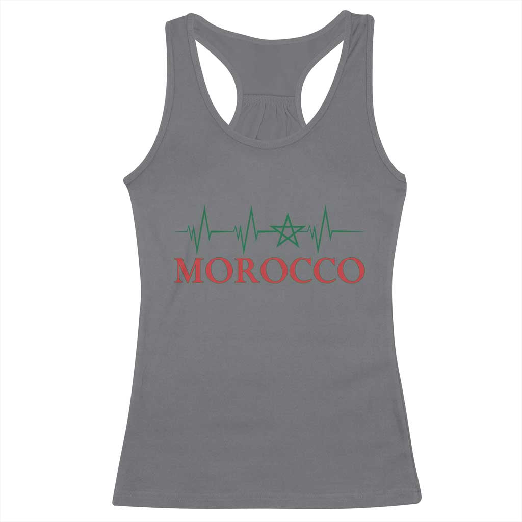 Morocco Racerback Tank Top Heartbeat Green Star Patriotic Pride Gift for Proud Moroccan