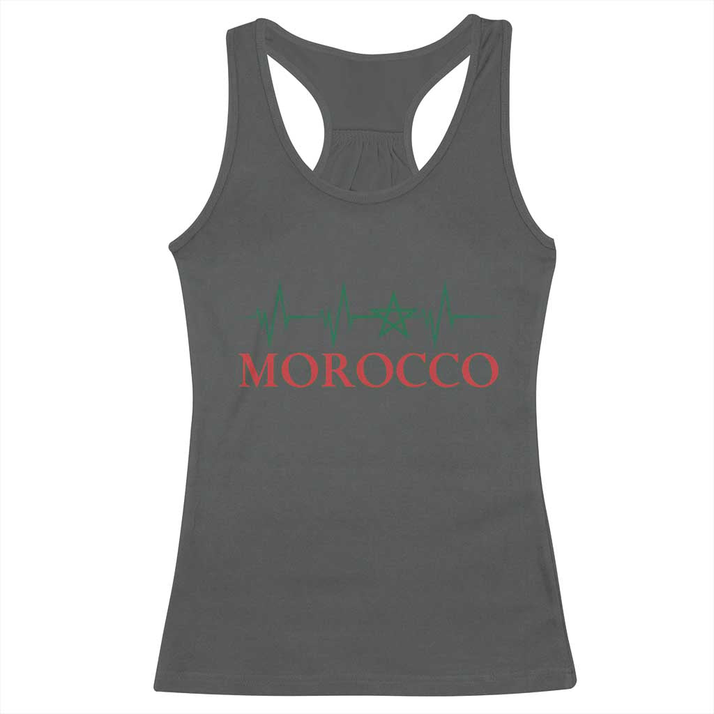 Morocco Racerback Tank Top Heartbeat Green Star Patriotic Pride Gift for Proud Moroccan