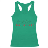 Morocco Racerback Tank Top Heartbeat Green Star Patriotic Pride Gift for Proud Moroccan