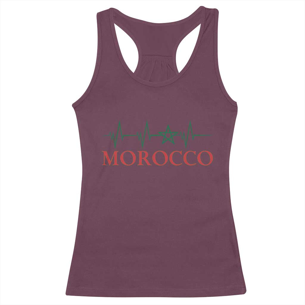Morocco Racerback Tank Top Heartbeat Green Star Patriotic Pride Gift for Proud Moroccan