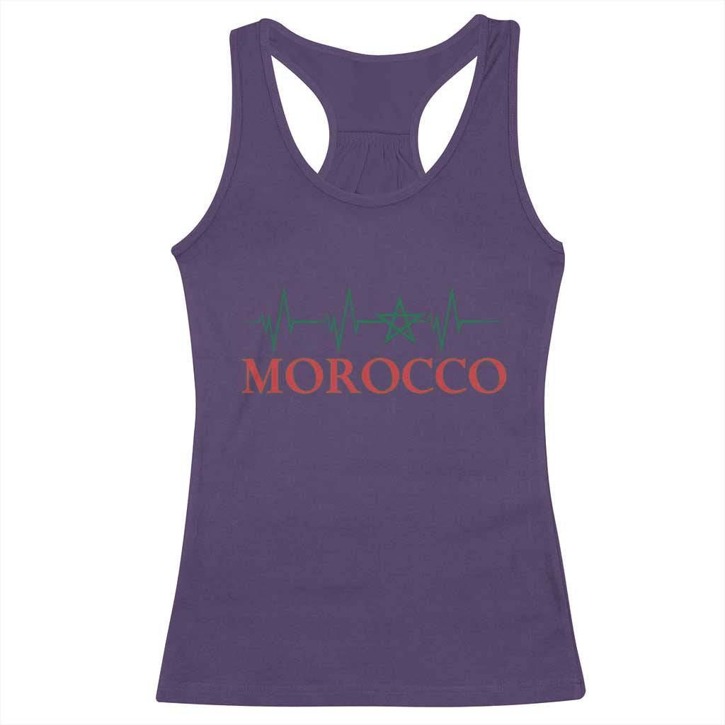 Morocco Racerback Tank Top Heartbeat Green Star Patriotic Pride Gift for Proud Moroccan