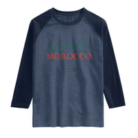Morocco Raglan Shirt Heartbeat Green Star Patriotic Pride Gift for Proud Moroccan