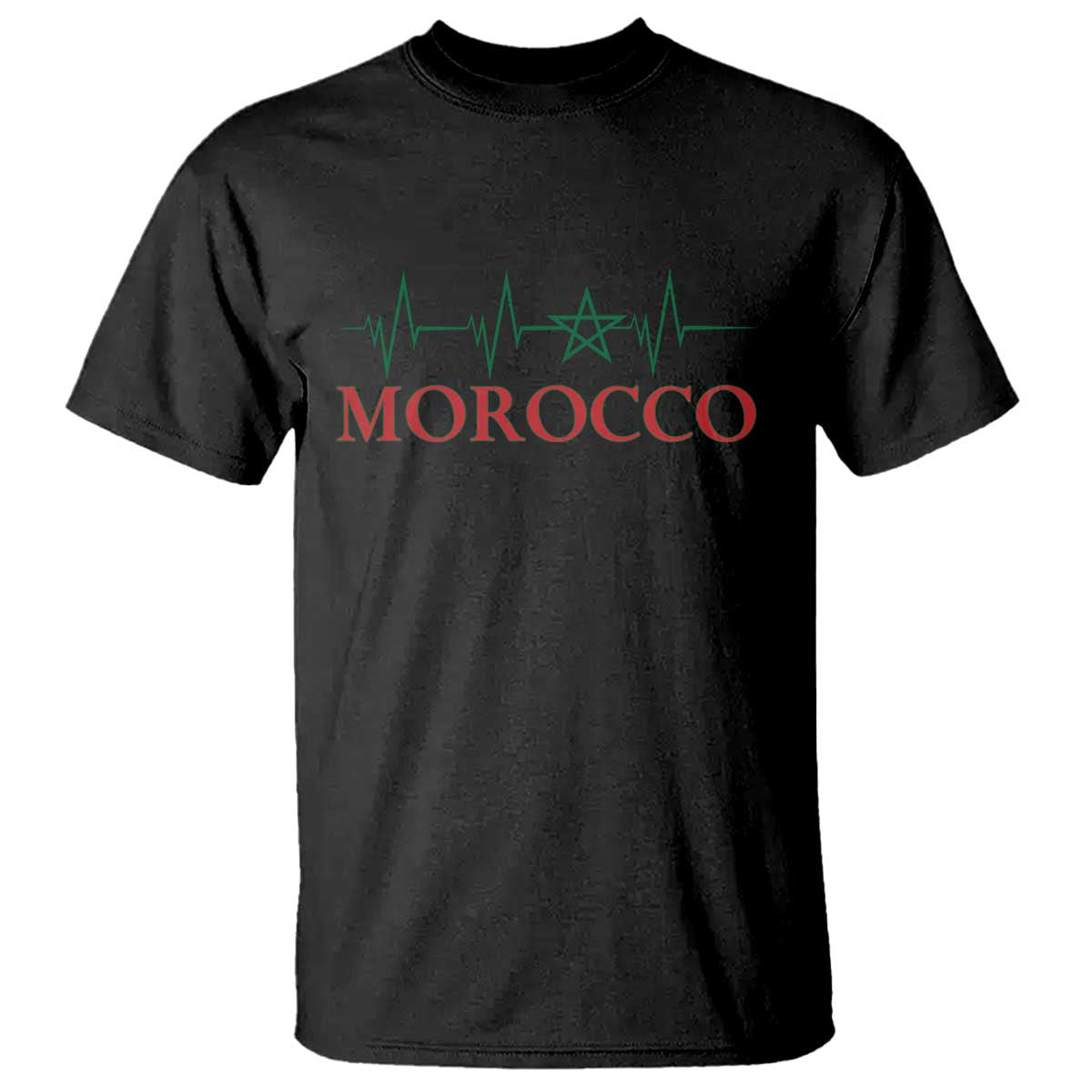 Morocco T Shirt Heartbeat Green Star Patriotic Pride Gift for Proud Moroccan