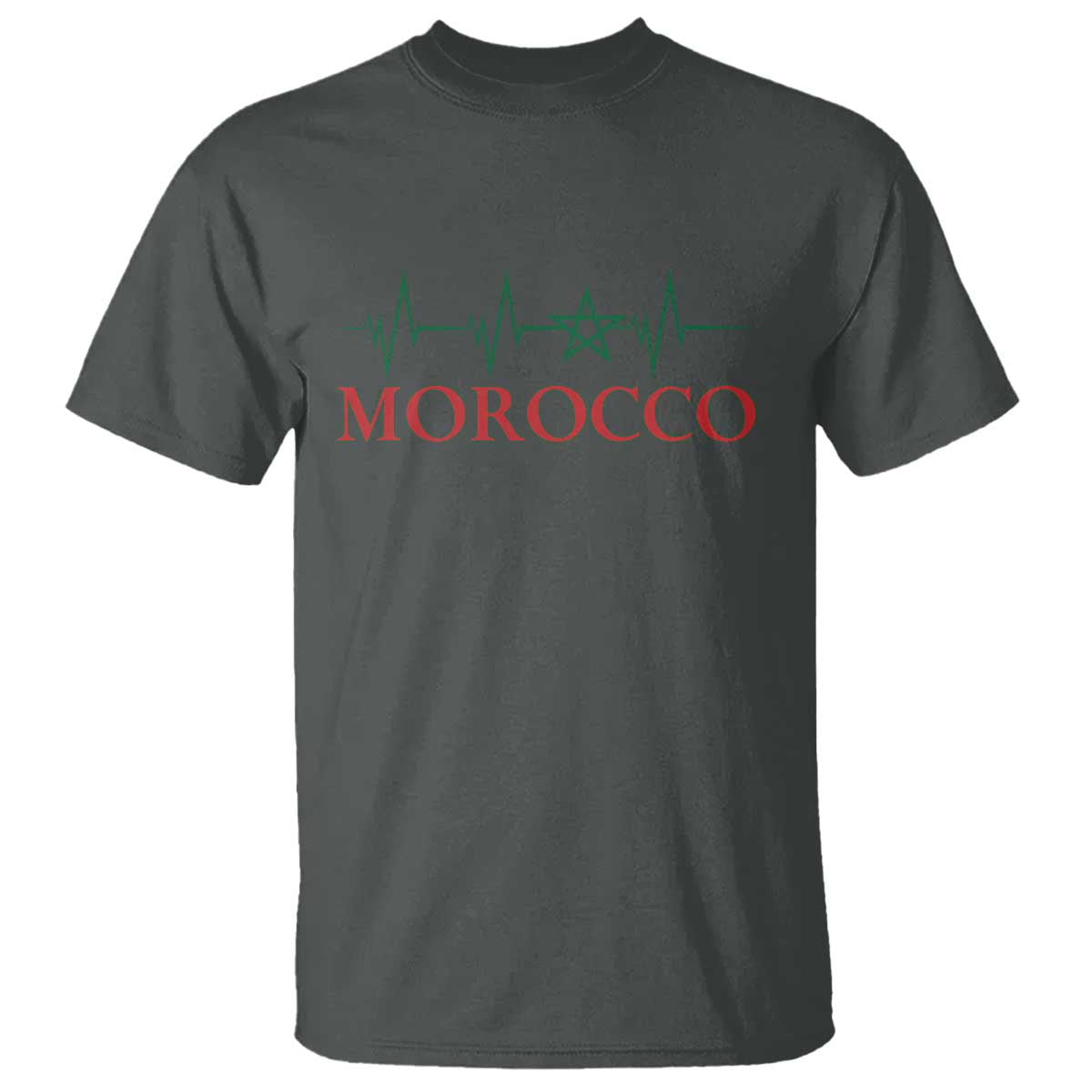 Morocco T Shirt Heartbeat Green Star Patriotic Pride Gift for Proud Moroccan