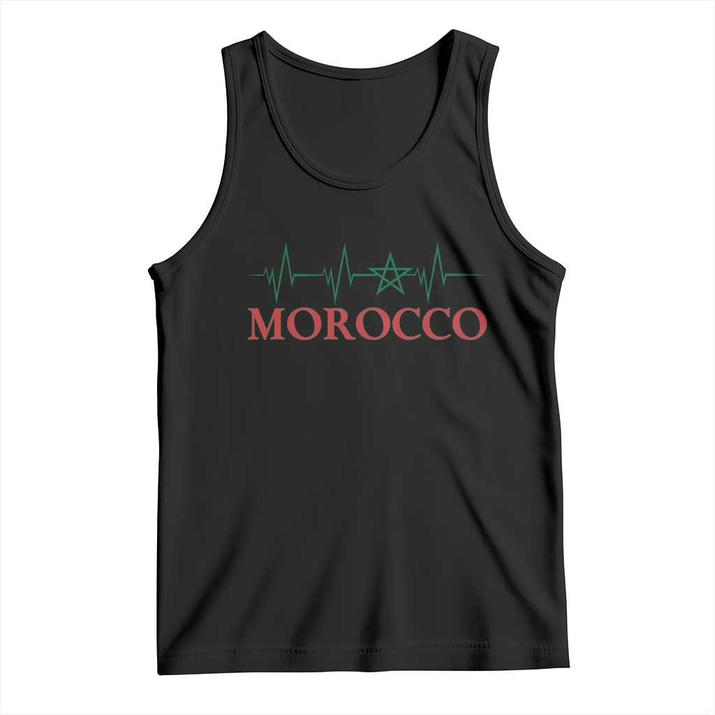 Morocco Tank Top Heartbeat Green Star Patriotic Pride Gift for Proud Moroccan