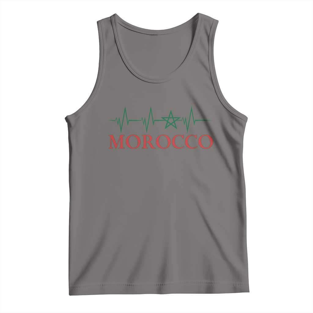 Morocco Tank Top Heartbeat Green Star Patriotic Pride Gift for Proud Moroccan