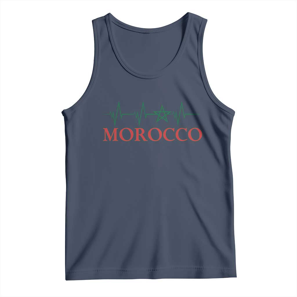 Morocco Tank Top Heartbeat Green Star Patriotic Pride Gift for Proud Moroccan