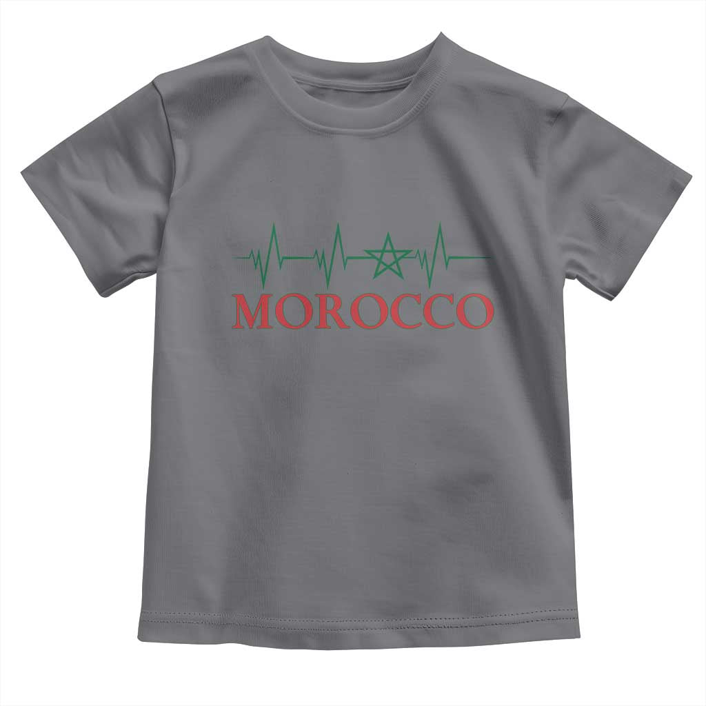 Morocco Toddler T Shirt Heartbeat Green Star Patriotic Pride Gift for Proud Moroccan